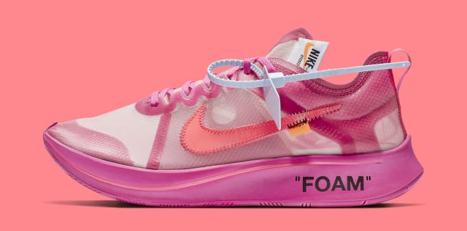 pink and white off white sneakers