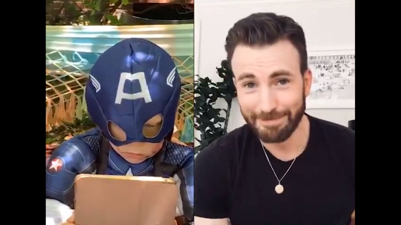 Chris Evans Sends Message To 6 Year Old Boy Who Saved Sister From Dog Complex Chris has lost the beard and got a new outfit (picture: old boy who saved sister from dog