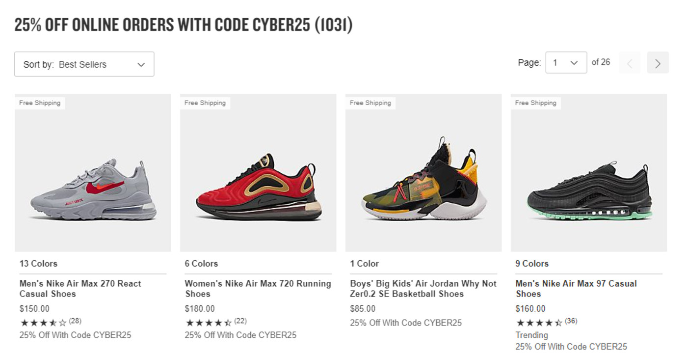 cyber monday deals on nike air max