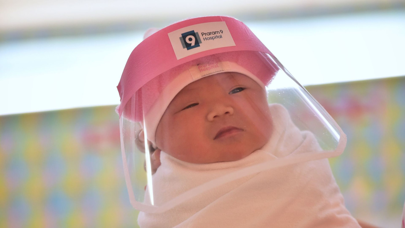 Newborn Babies In Hospital Wear Face Shields To Defend Against
