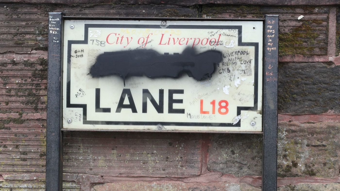 Road Signs On Penny Lane In Liverpool Have Been Defaced Complex