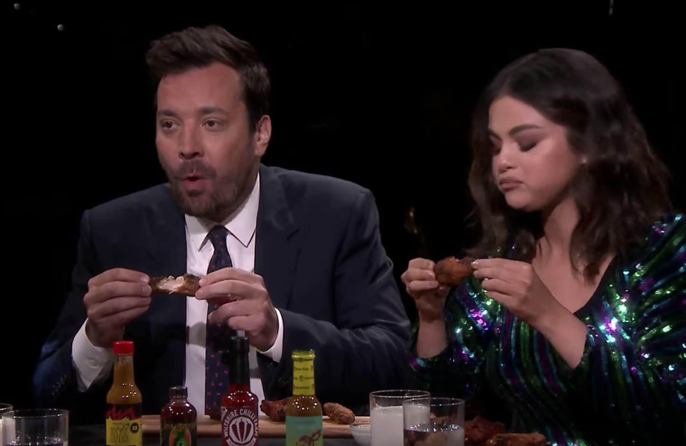 Hot Ones Invades Tonight Show For Crossover With Selena Gomez And Fallon Complex