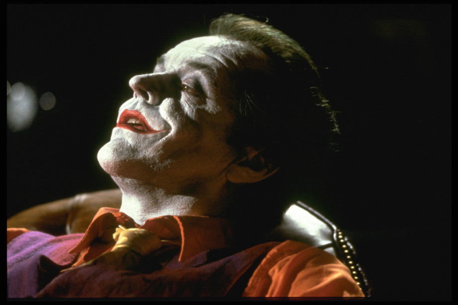 Jack Nicholson plays the Joker in the movie 'Batman'