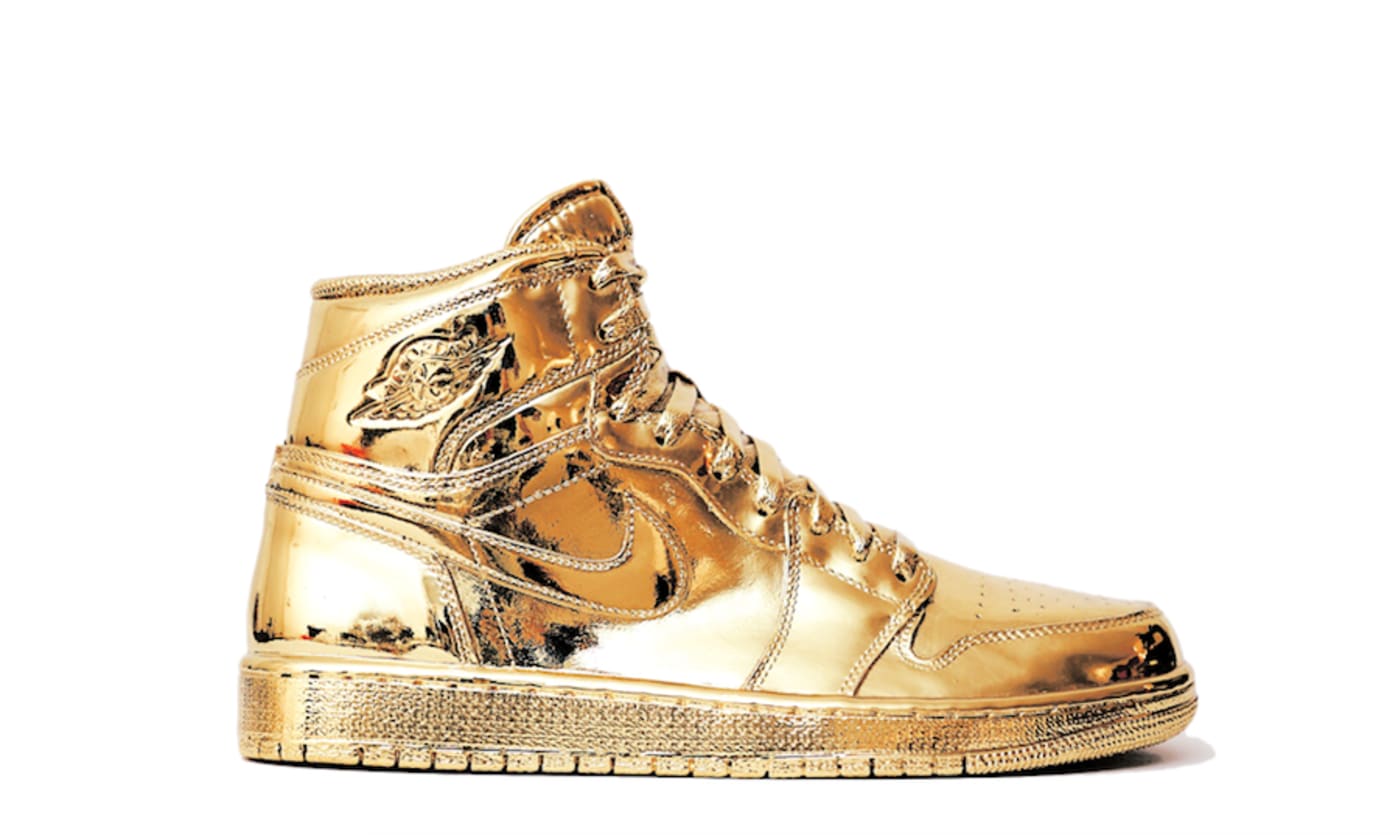gold jordan sneakers