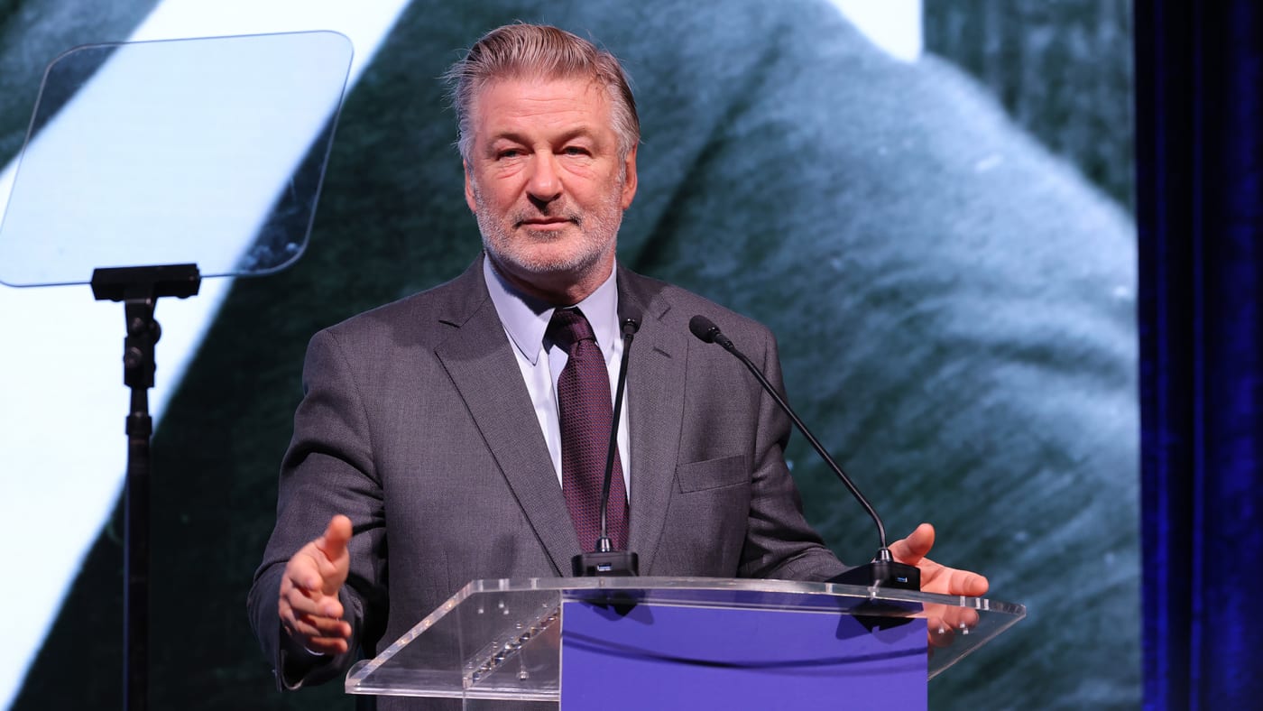 Alec Baldwin speaks onstage at the 2022 Robert F. Kennedy Human Rights Ripple of Hope Gala