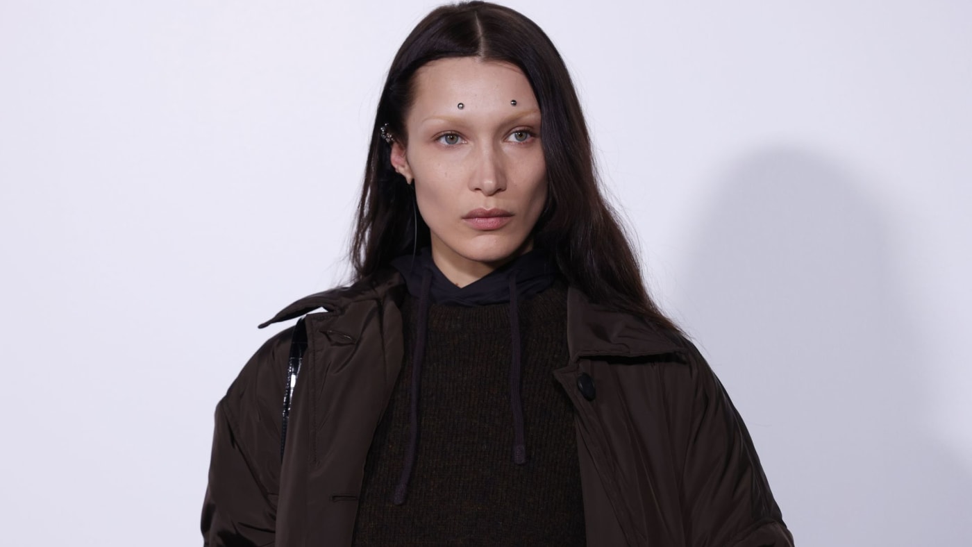 Bella Hadid poses backstage prior to the Givenchy Womenswear FallWinter 20222023 show