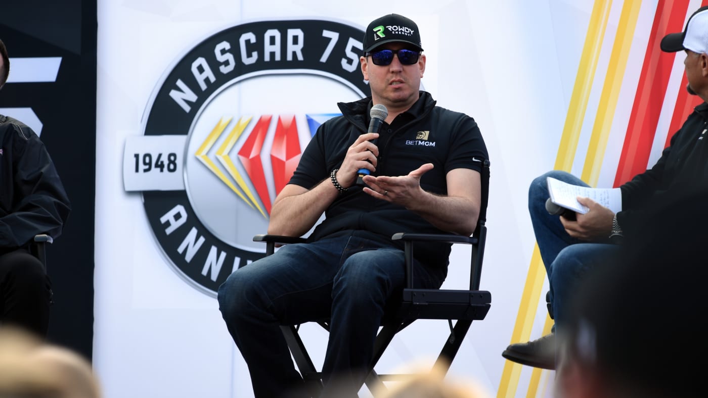 Kyle Busch of NASCAR fame is pictured in a chair