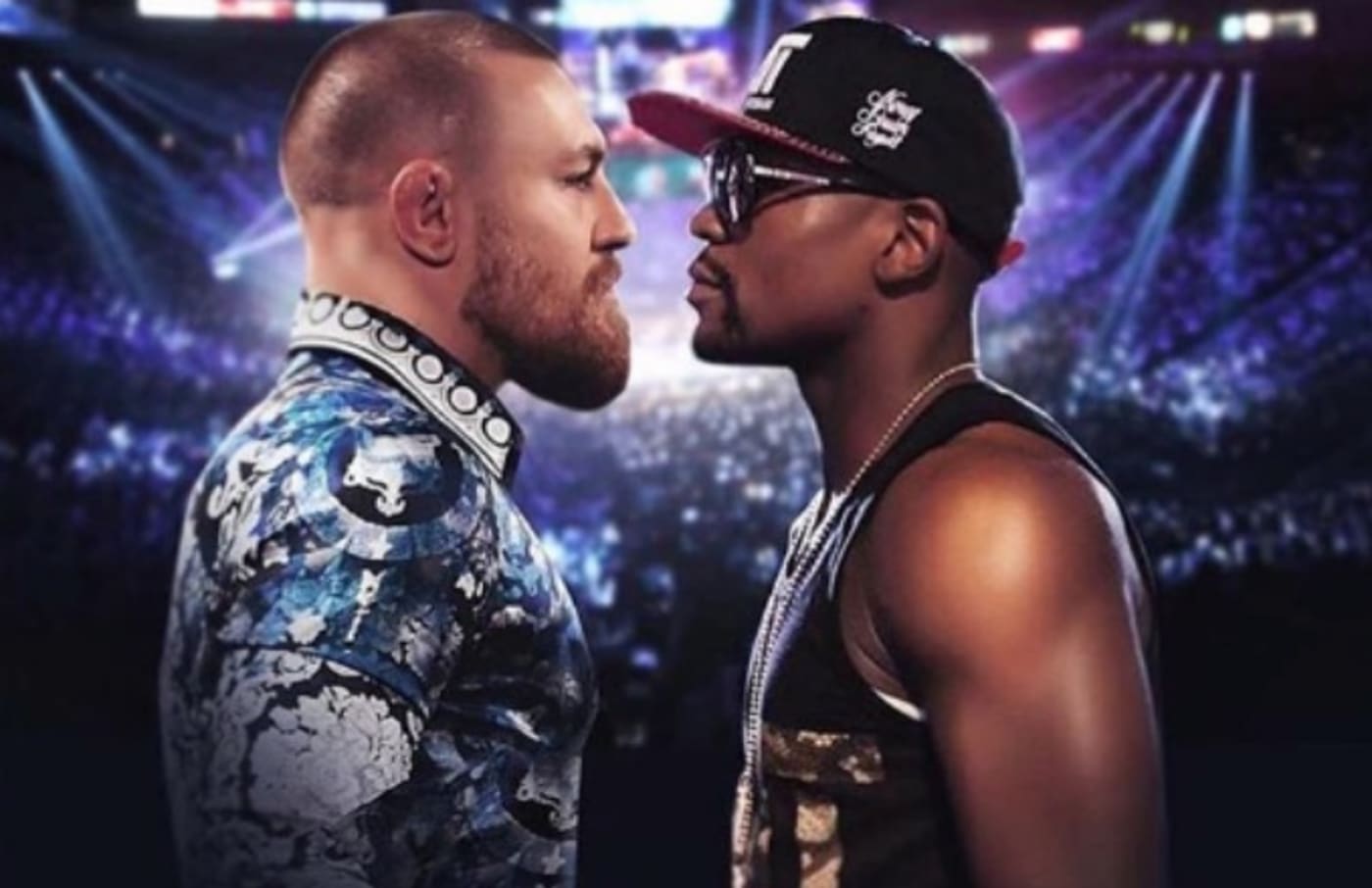 Conor McGregor and Floyd Mayweather fight poster.