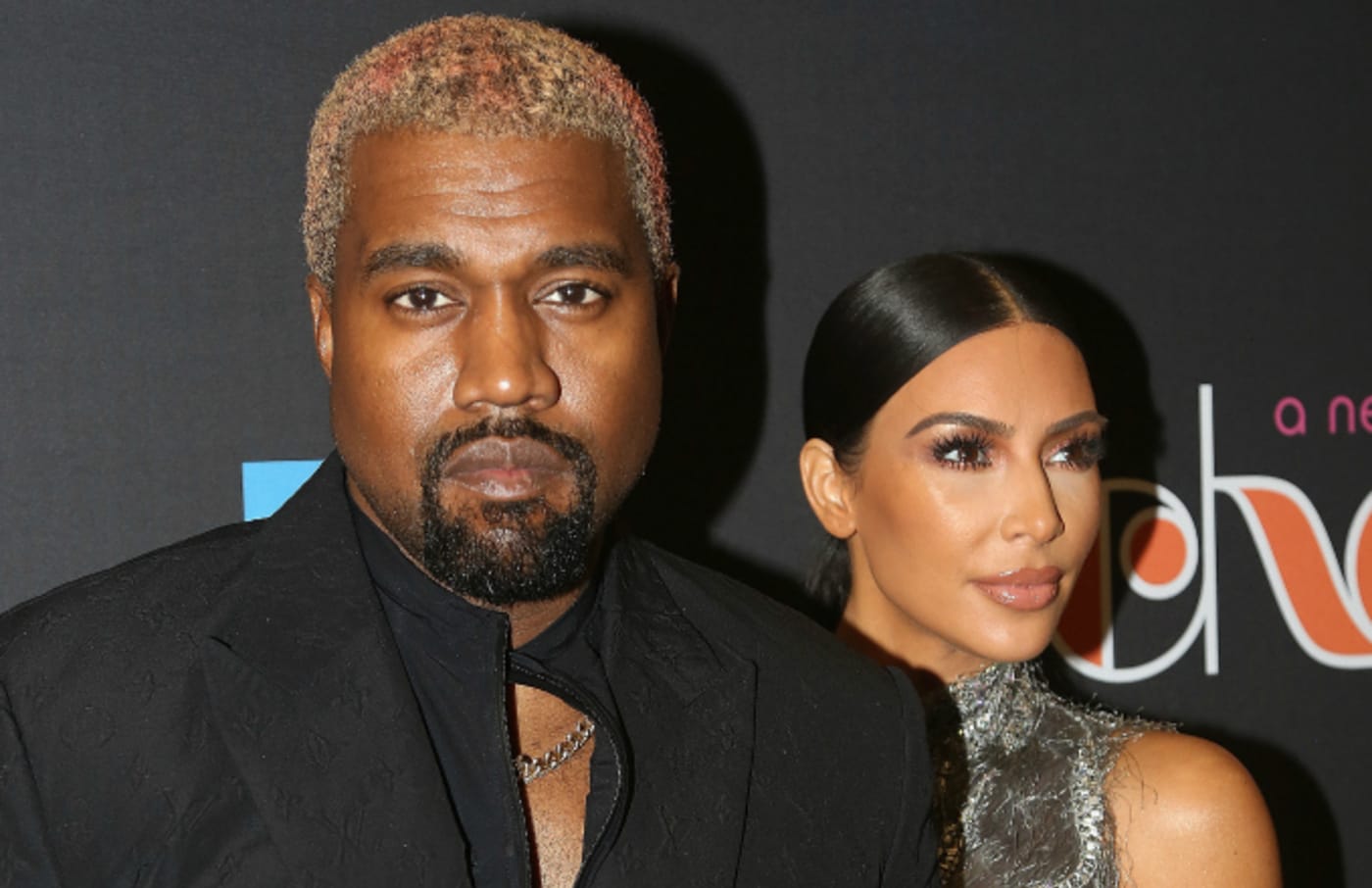 Kanye West and Kim Kardashian West pose
