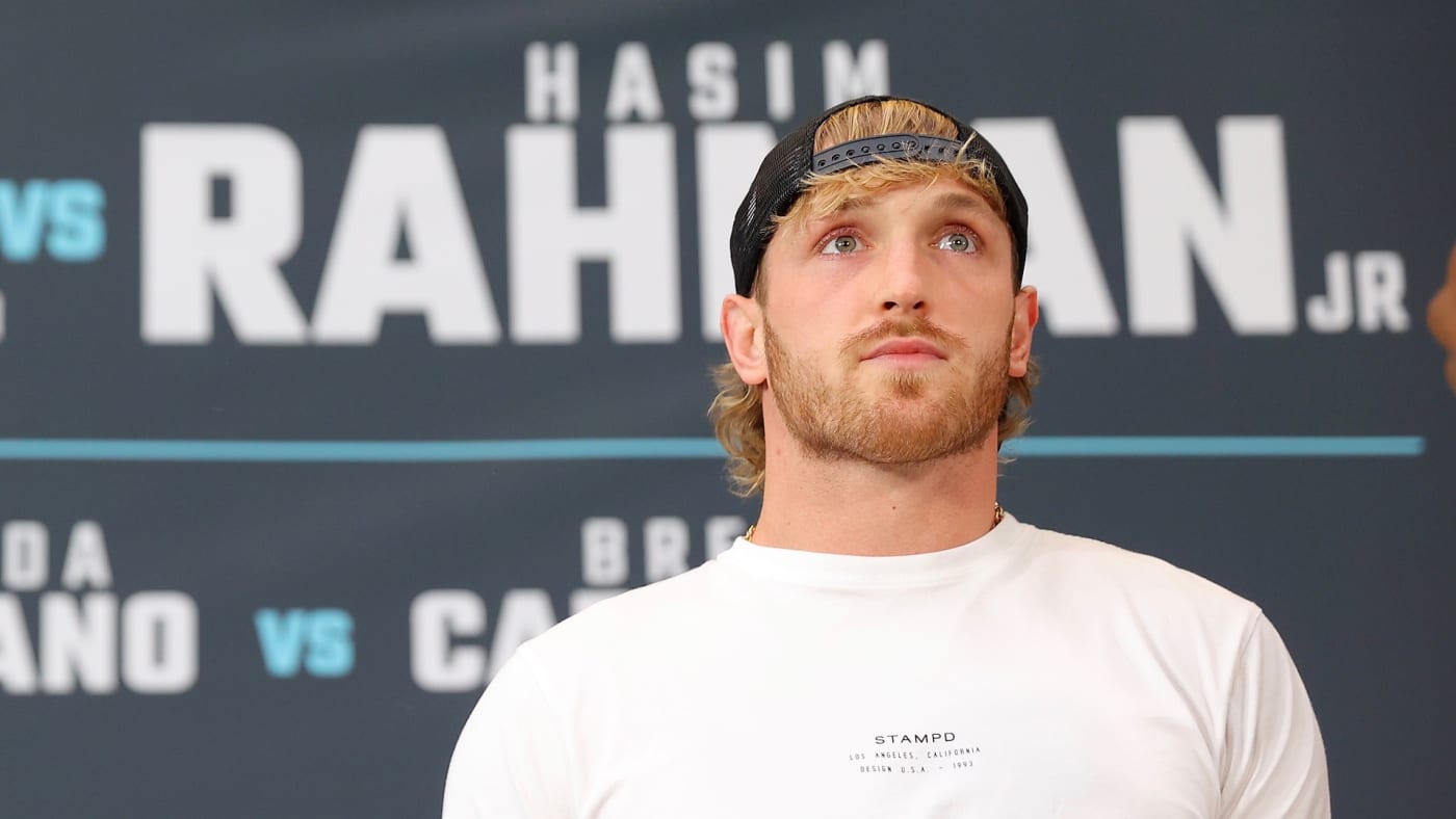 Logan Paul looks on during a press conference at Madison Square Garden