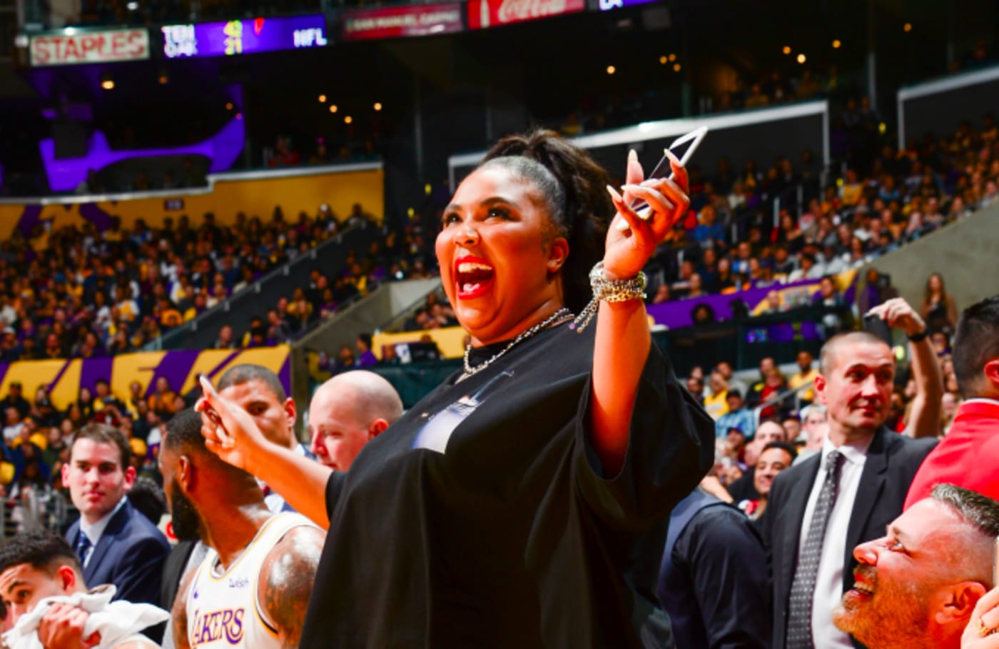 Lizzo attends a game between the Los Angeles Lakers and the Minnesota Timberwolves