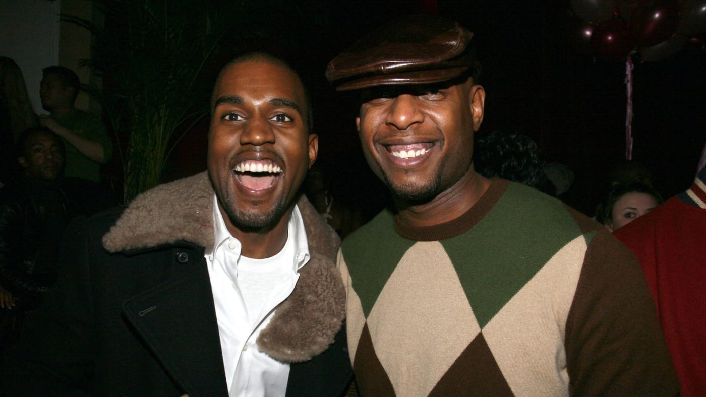 Kanye West and Talib Kweli during John Legend's 28th Birthday Party.