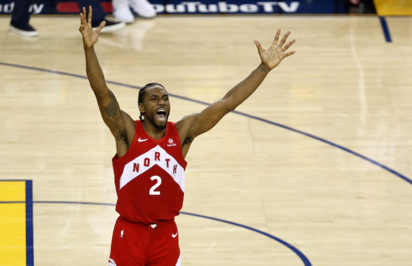 Kawhi Leonard celebrates winning the 2019 NBA Finals.