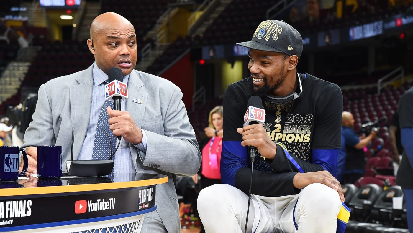 Charles Barkley with Kevin Durant of the Brooklyn Nets