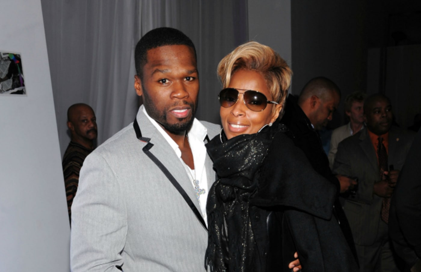 Rapper 50 Cent (L) and singer Mary J. Blige