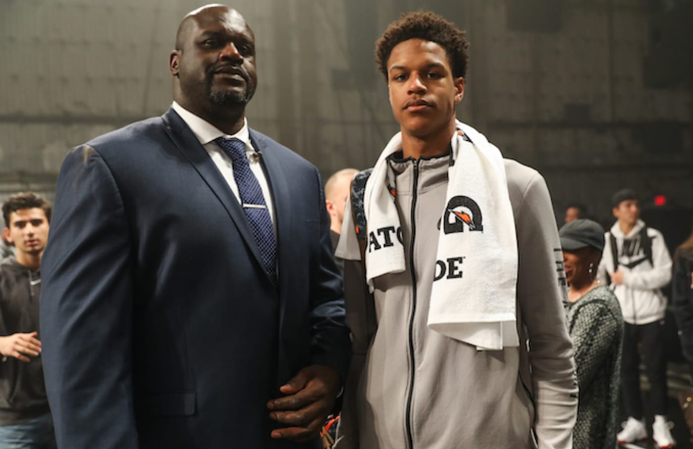 Shaquille and Shareef O'Neal at the Jordan Brand Future of Flight Showcase.