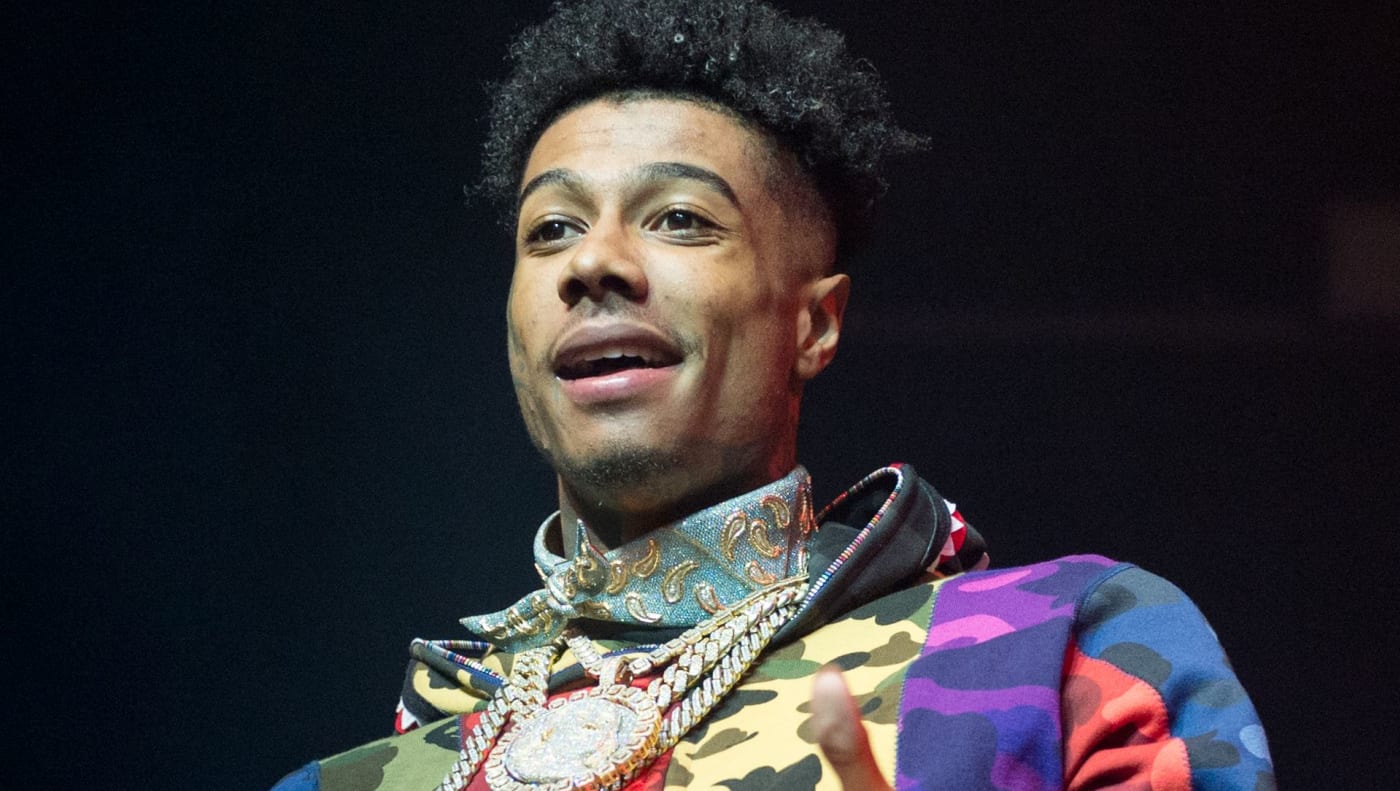 Blueface performs on stage in 2019