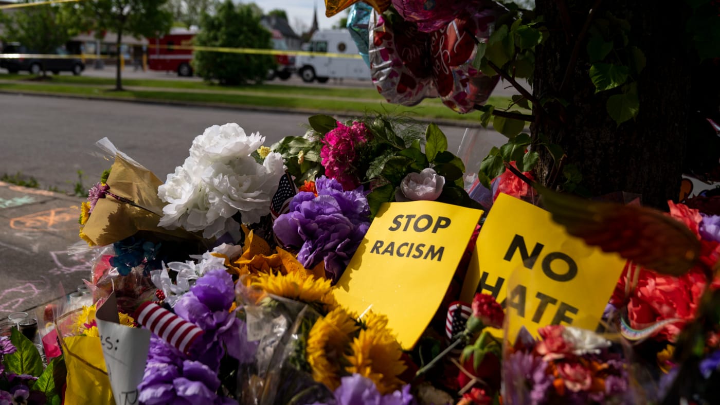 A memorial at the scene of the racist attack in Buffalo