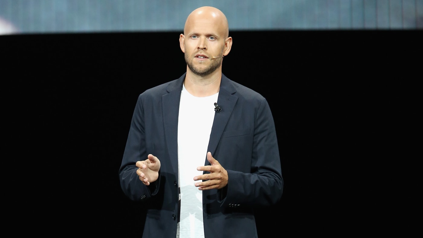 The CEO of Spotify is shown wearing a blazer