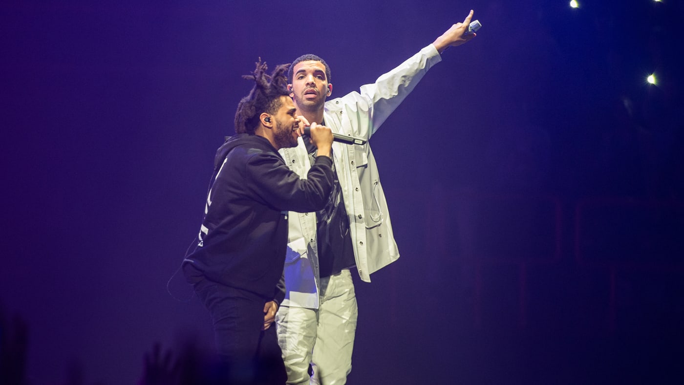 Drake and Abel Tesfaye perform at Palais Omnisports de Bercy