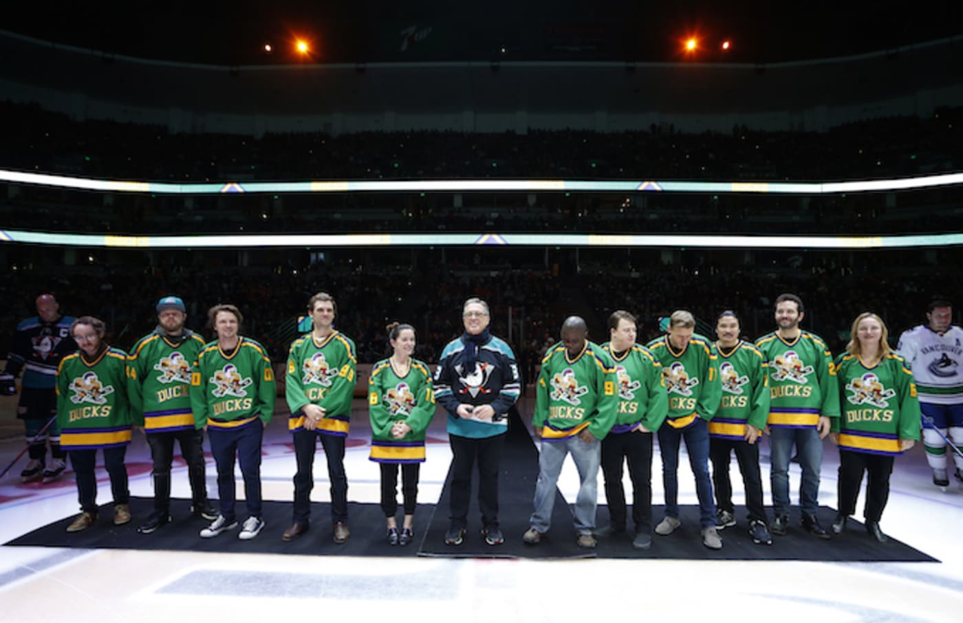 Members of the cast and crew from the original Mighty Ducks movie.