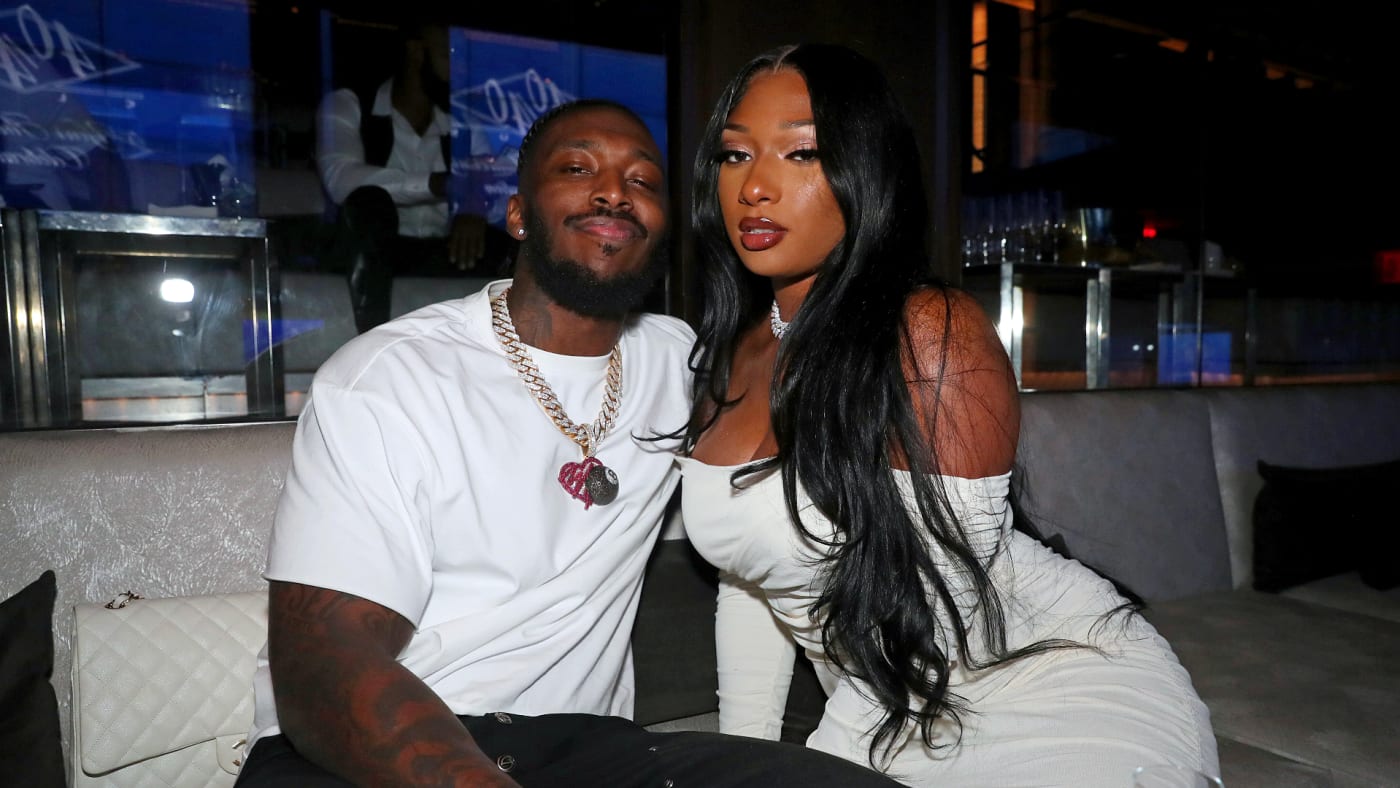 Pardison Fontaine and Megan Thee Stallion pictured together at celebration.