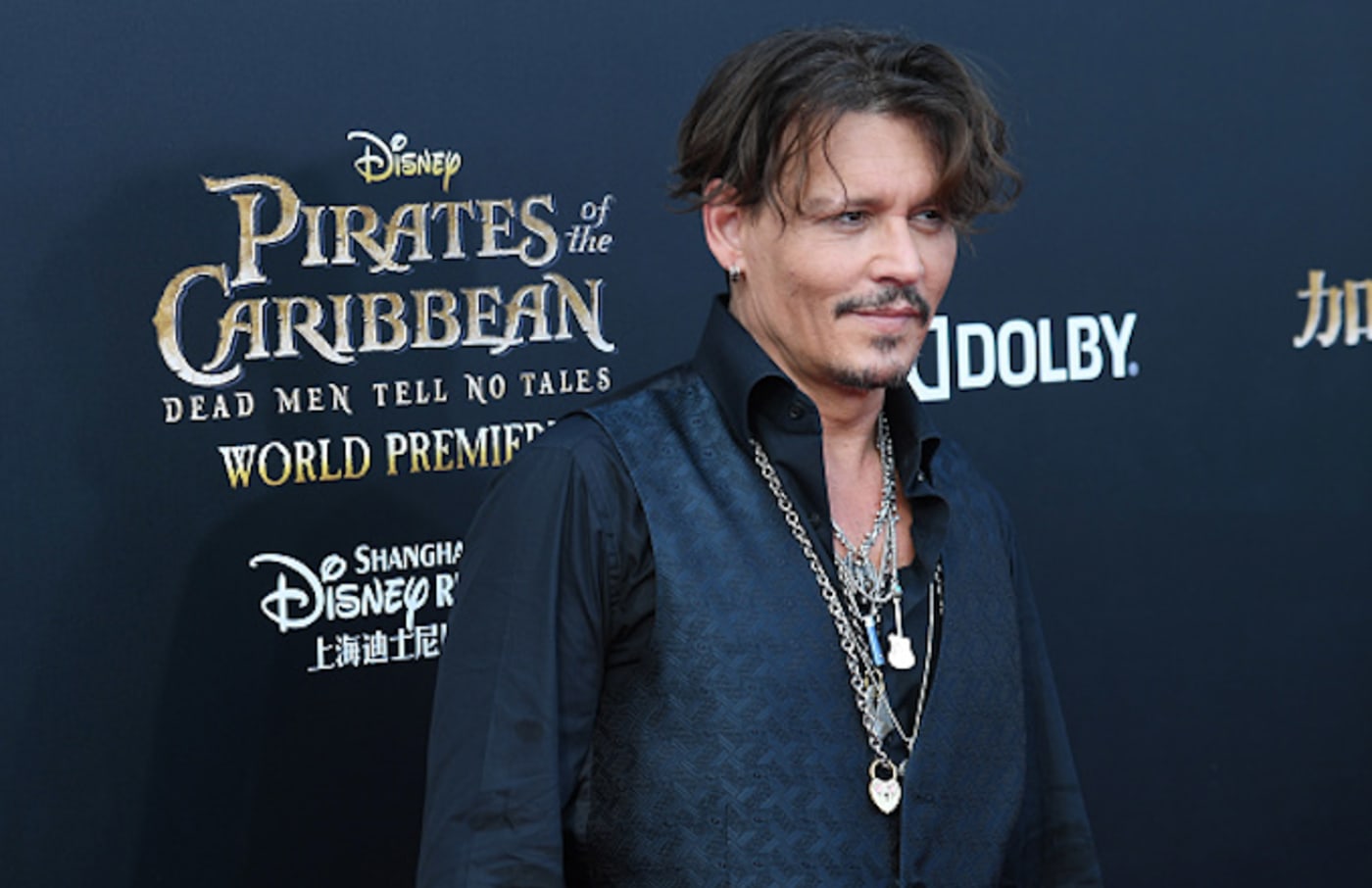 Johnny Depp attends the premiere of film 'Pirates of the Caribbean: Dead Men Tell No Tales'