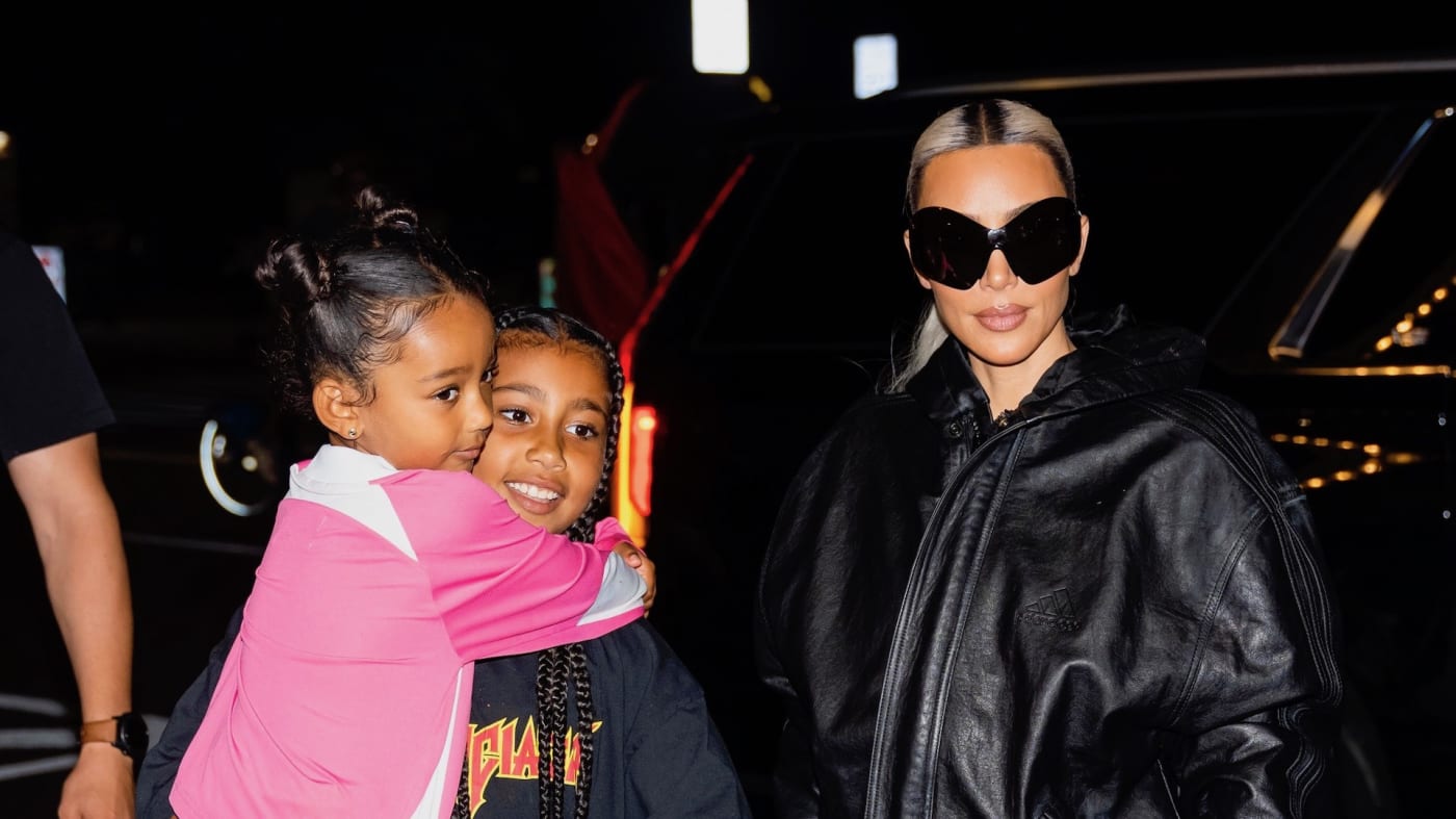 Chicago West, North West and Kim Kardashian are seen in Midtown