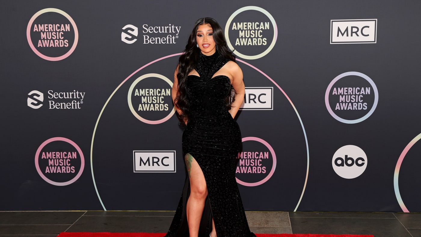 Host Cardi B attends the 2021 American Music Awards Red Carpet