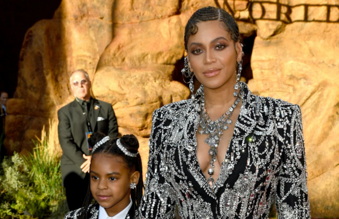 Blue Ivy Carter and Beyoncé attends the premiere of Disney's "The Lion King"
