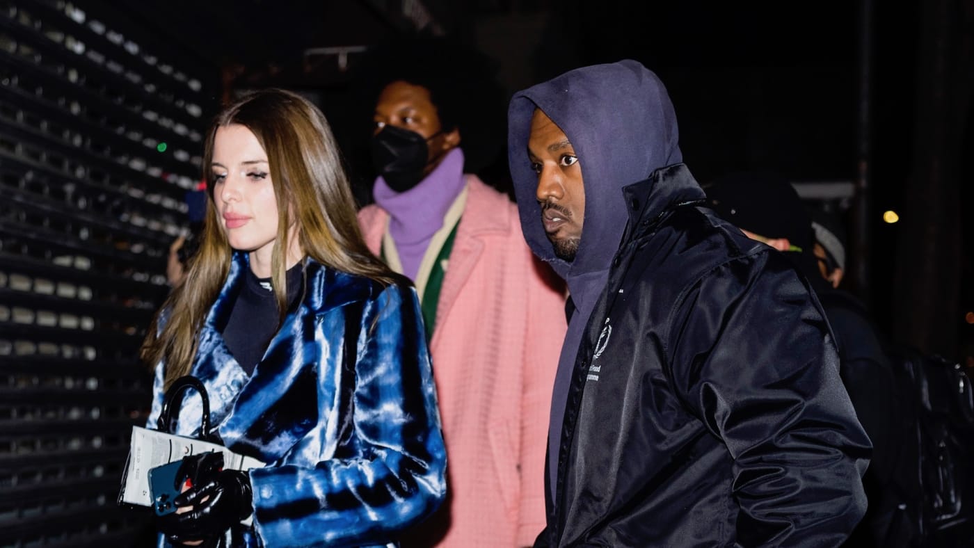 Julia Fox (L) and Kanye West are seen in Greenwich Village