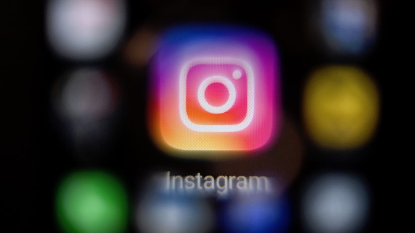 The US social network Instagram logo on a smartphone screen
