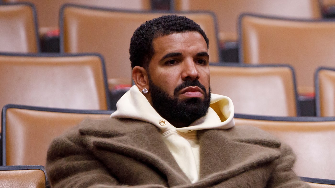 Toronto rapper Drake during the first half of NBA game between the Toronto Raptors and the Miami Heat