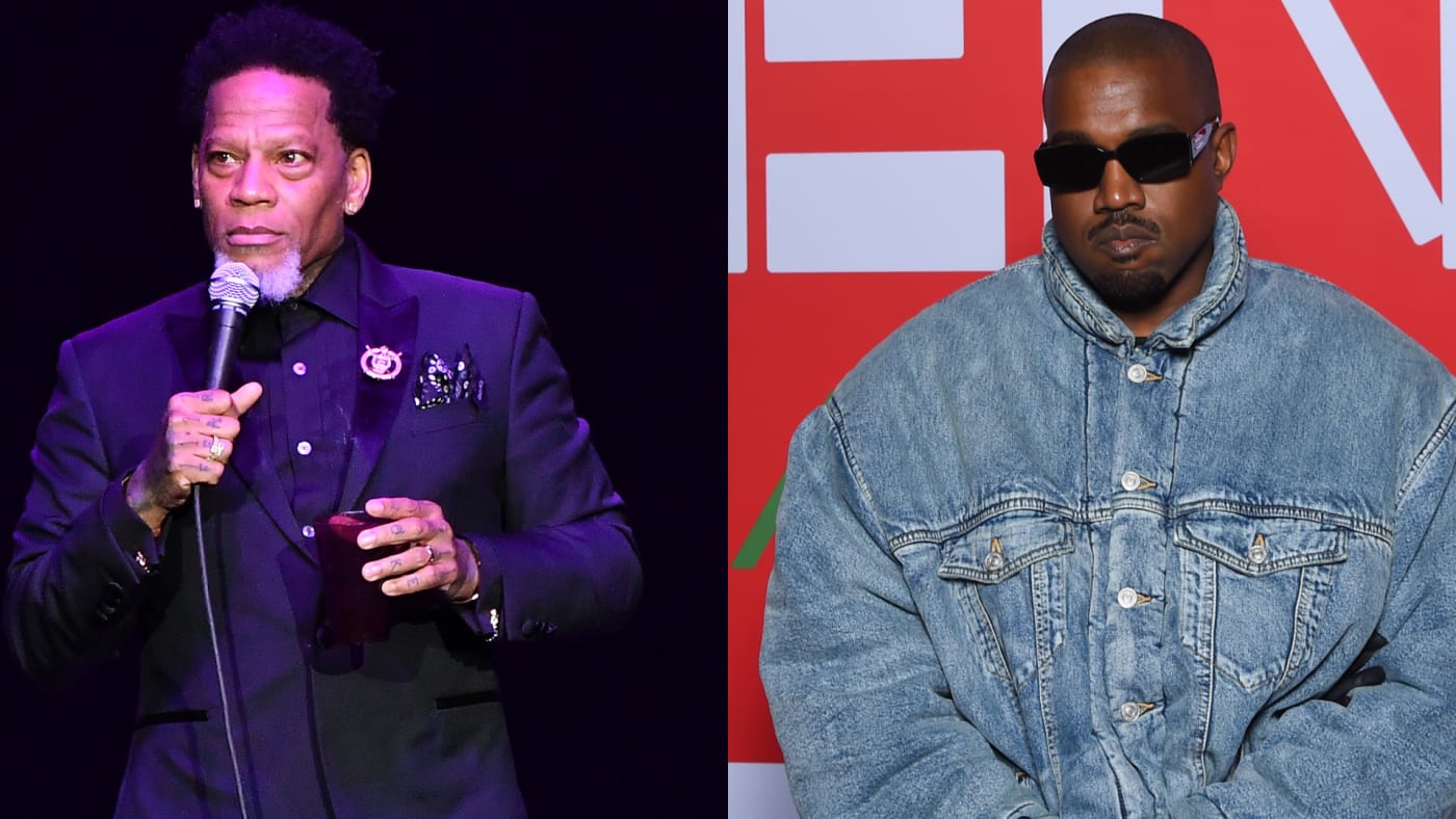 DL Hughley and Ye are pictured in a side by side photo edit