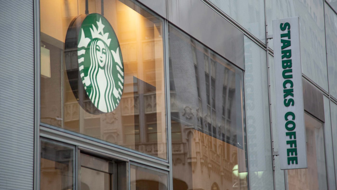 A logo for a Starbucks location is pictured