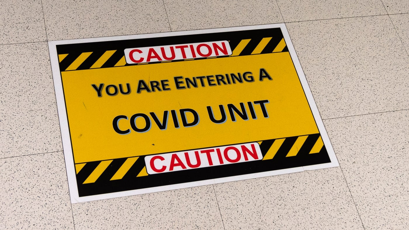 covid 19 unit warning in a hospital