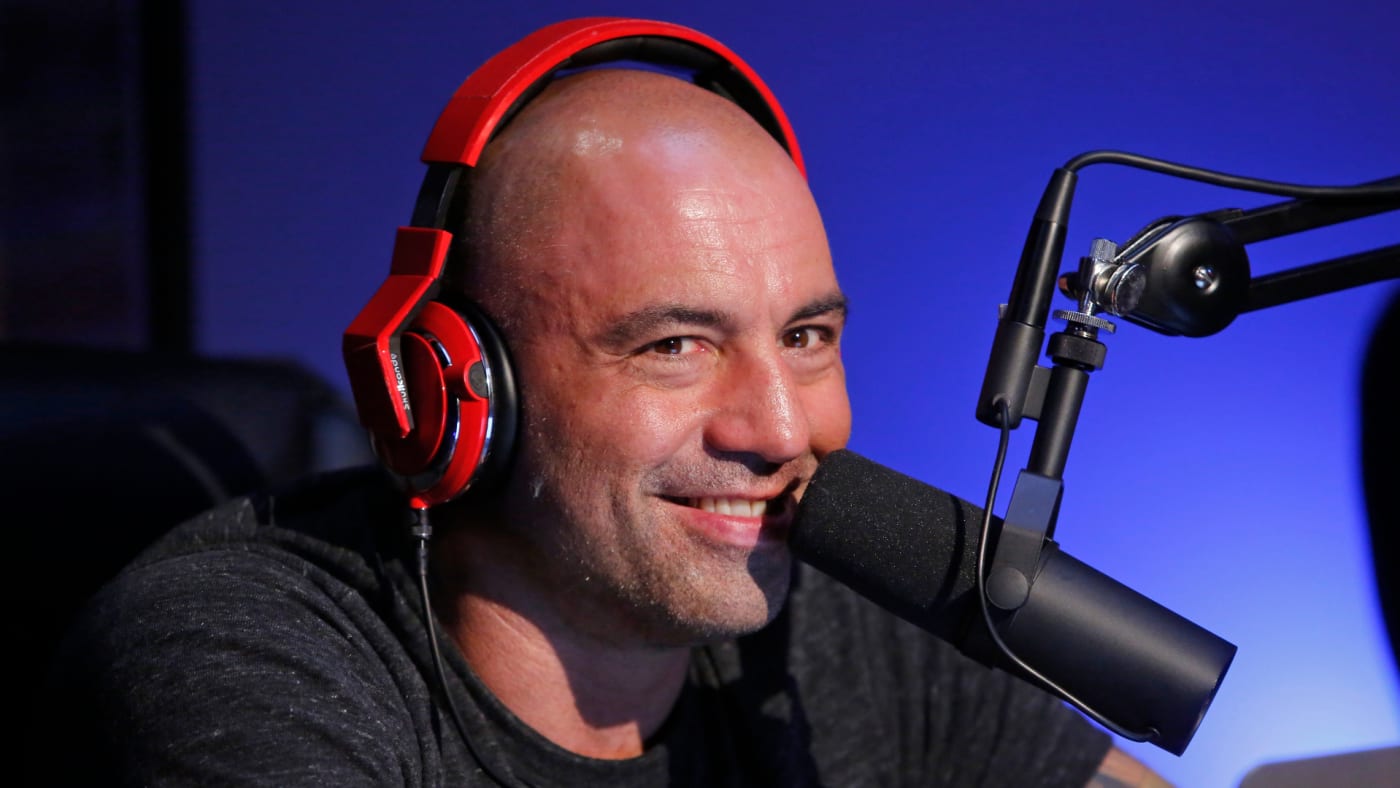 A photo of Joe Rogan during his podcast.