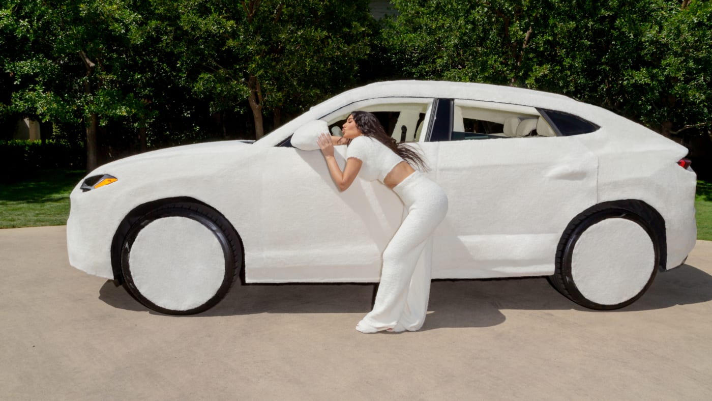 Exclusive: See Kim Kardashian's Lamborghini Wrapped in SKIMS Cozy Fabric |  Complex