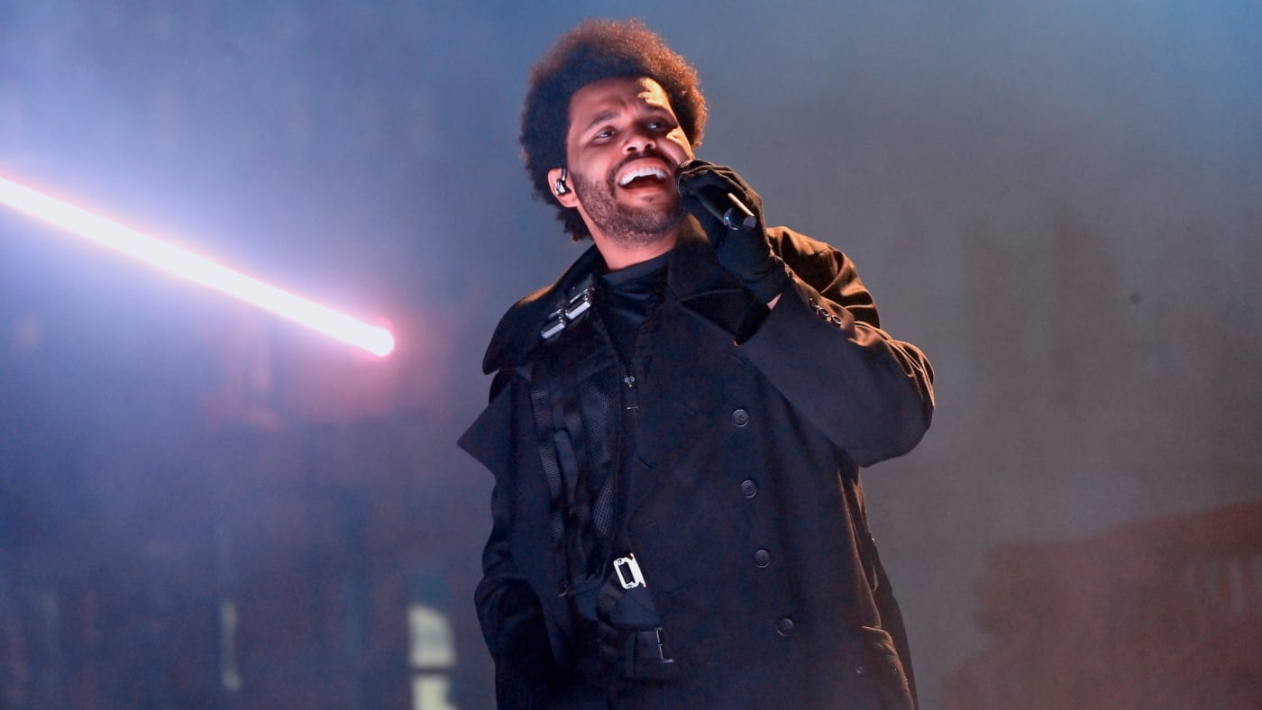 The Weeknd performing on tour