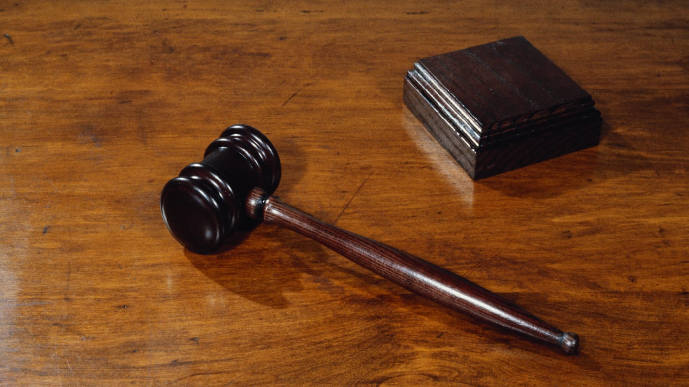 This is a close up photo of a judge's gavel.