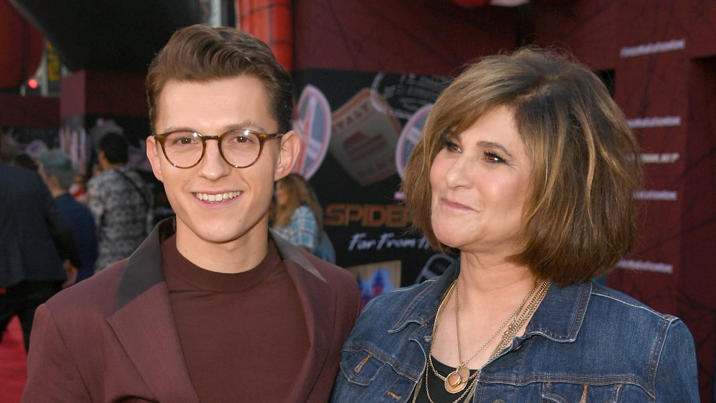 Tom Holland with 'Spider Man' movie series producer Amy Pascal.