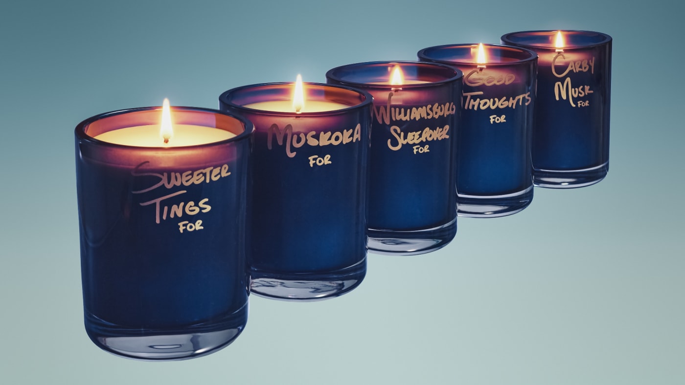 Five Better World Fragrance House candles.