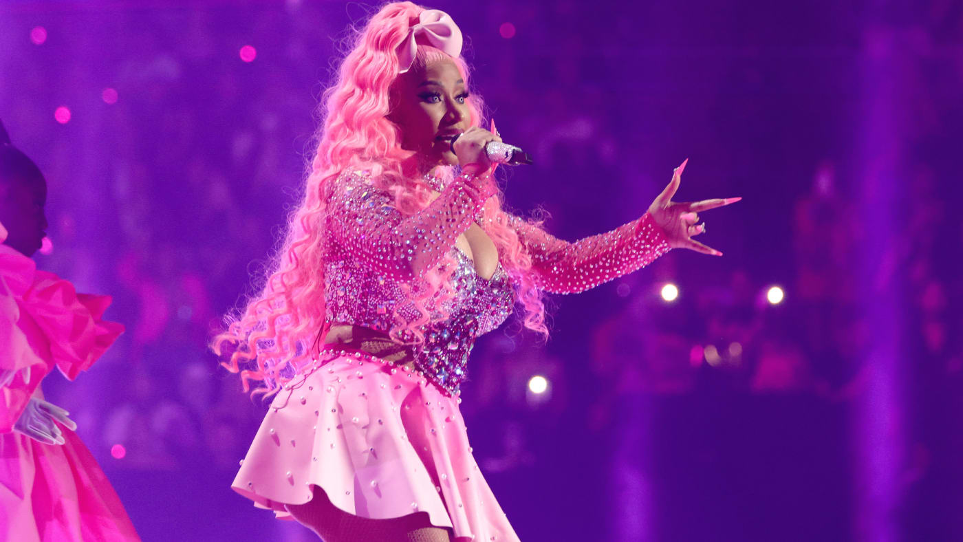 Nicki Minaj is pictured performing live