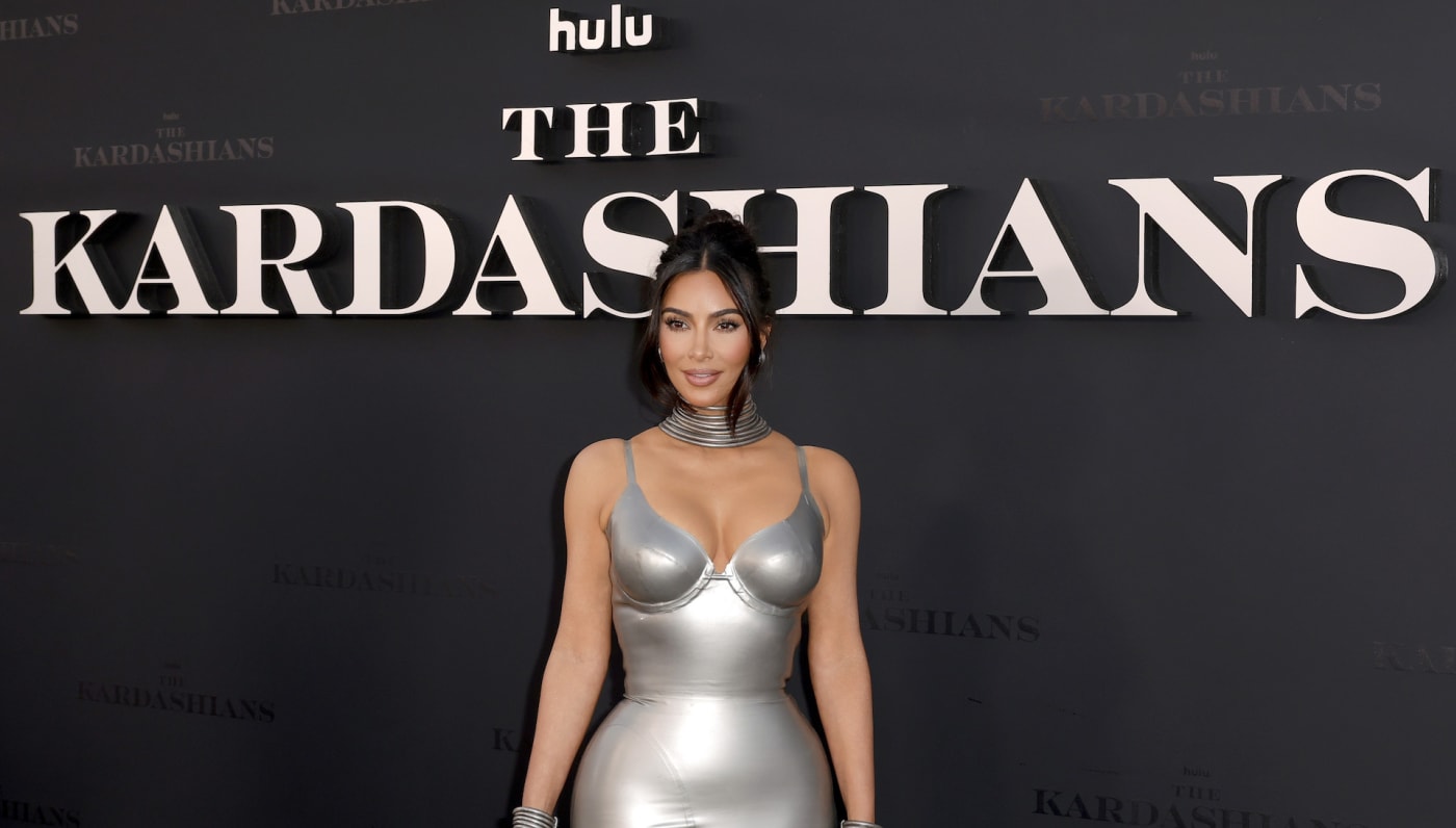 Kim Kardashian on red carpet at premiere of Hulu's 'The Kardashians'