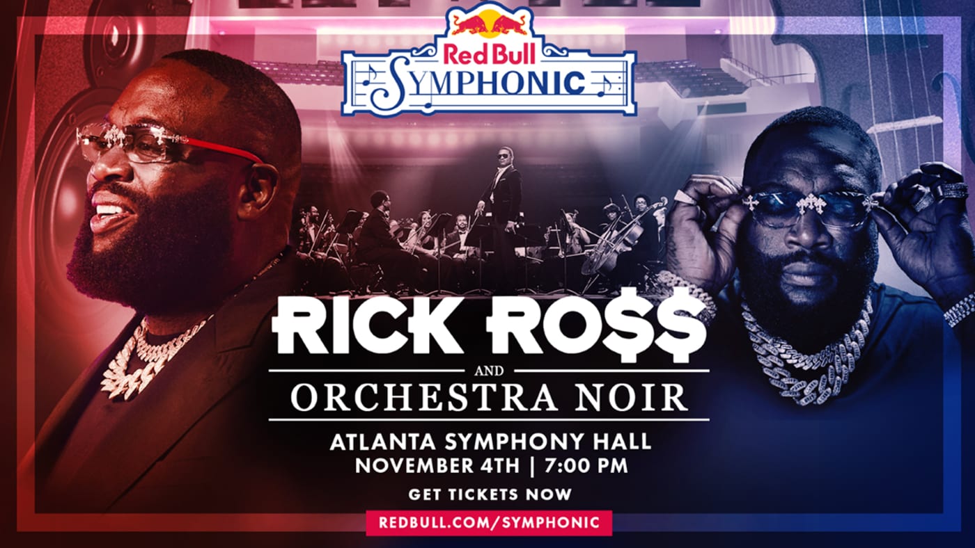 The poster for Rick Ross and Orchestra Noir's Red Bull Symphonic show in November