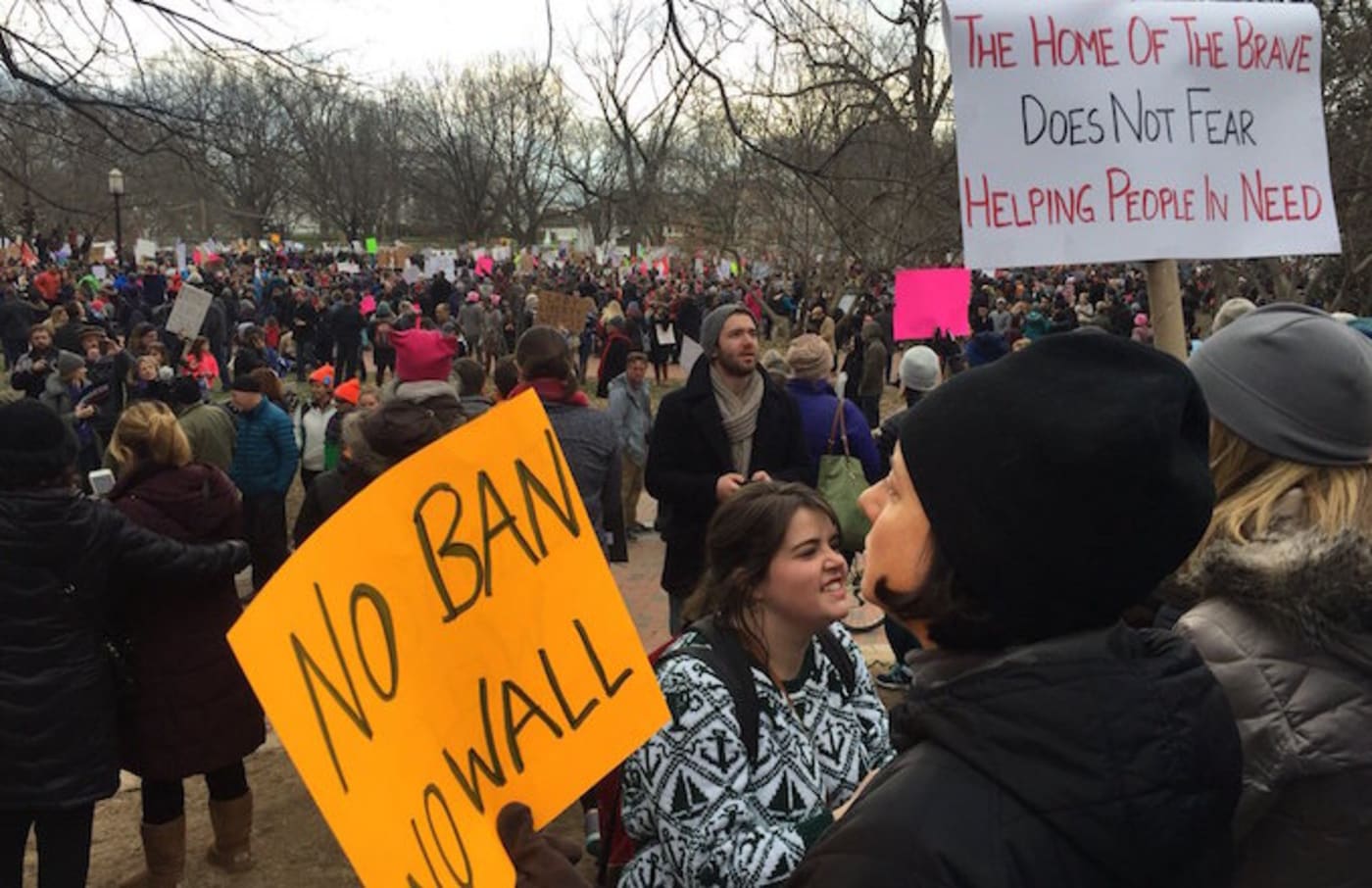 Protestors flood the streets over Trump's immigration ban.