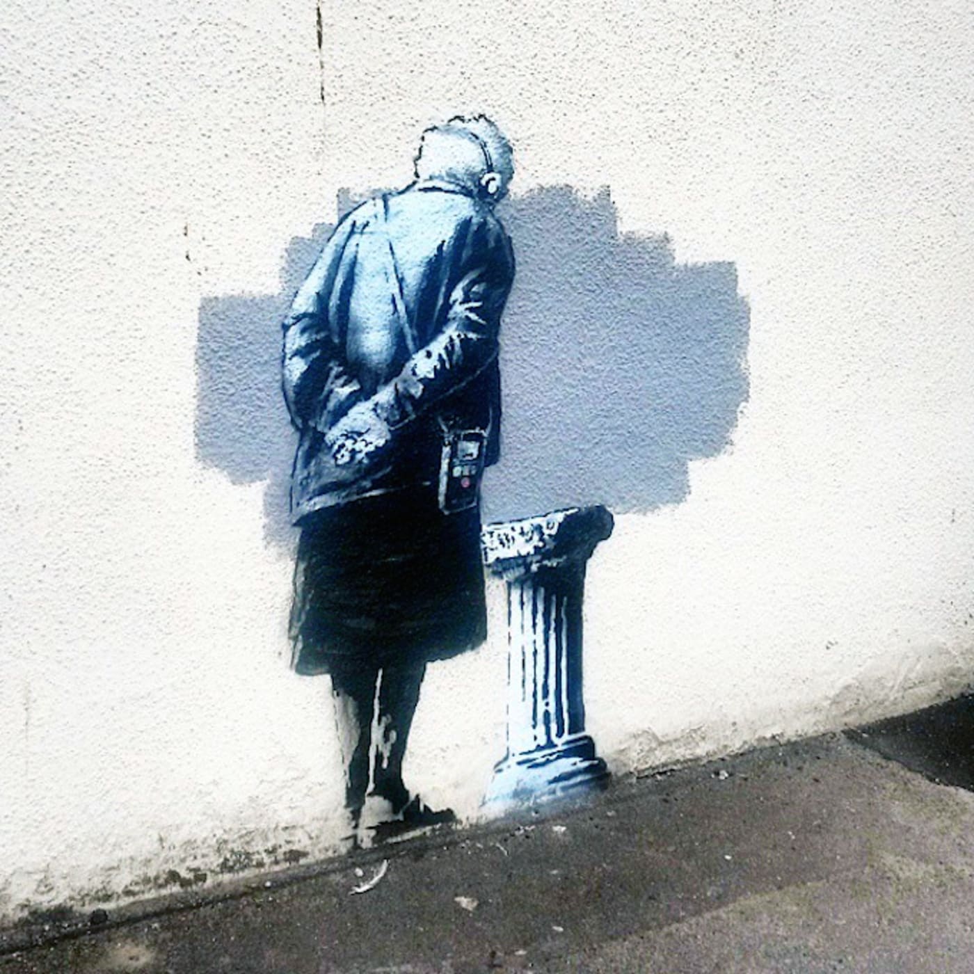 Banksy Stencil Depicting An Elderly Women