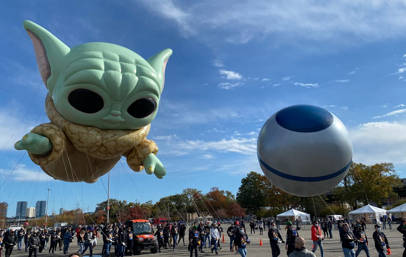 Funko's Grogu balloon for the 2021 Macy's Day Parade