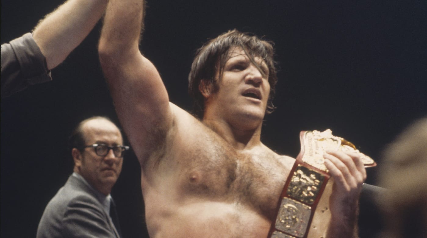 Bruno Sammartino has his hand raised by the referee in victory