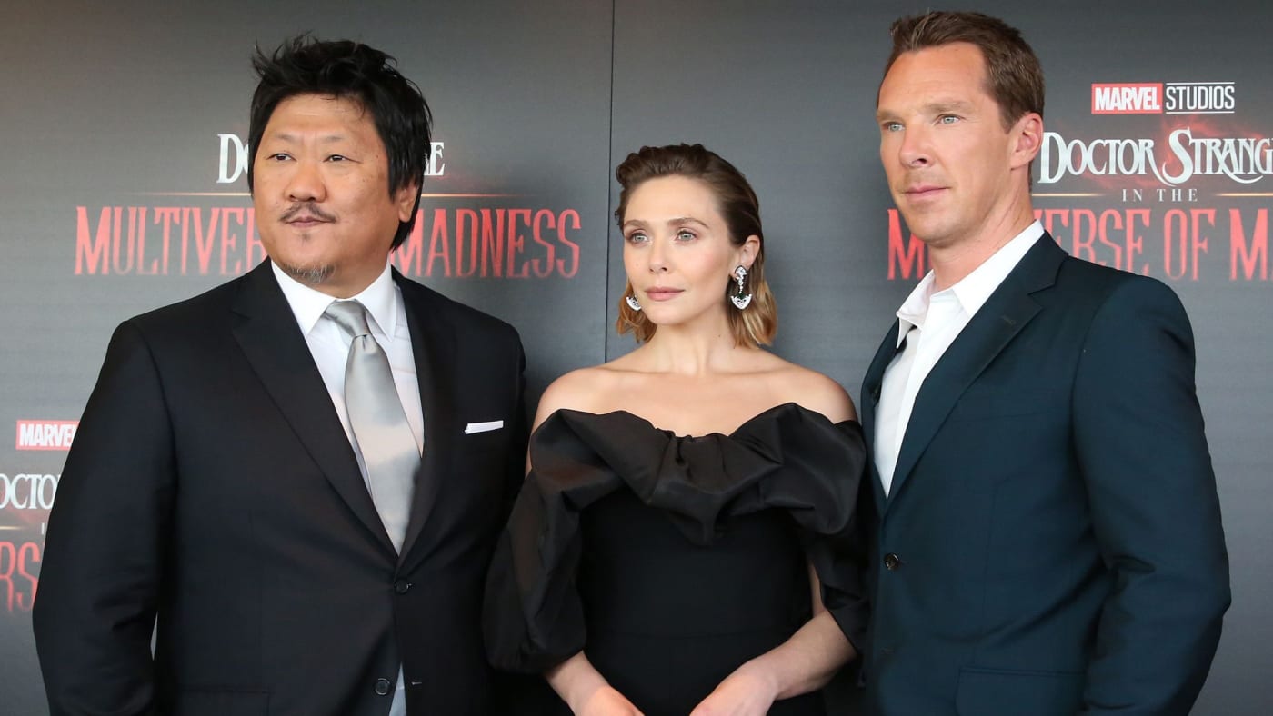 Benedict Wong, Elizabeth Olsen and Benedict Cumberbatch